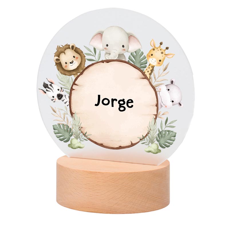 Regalos personalizados: Lámparas personalizadas: Lámpara infantil personalizada con animales 