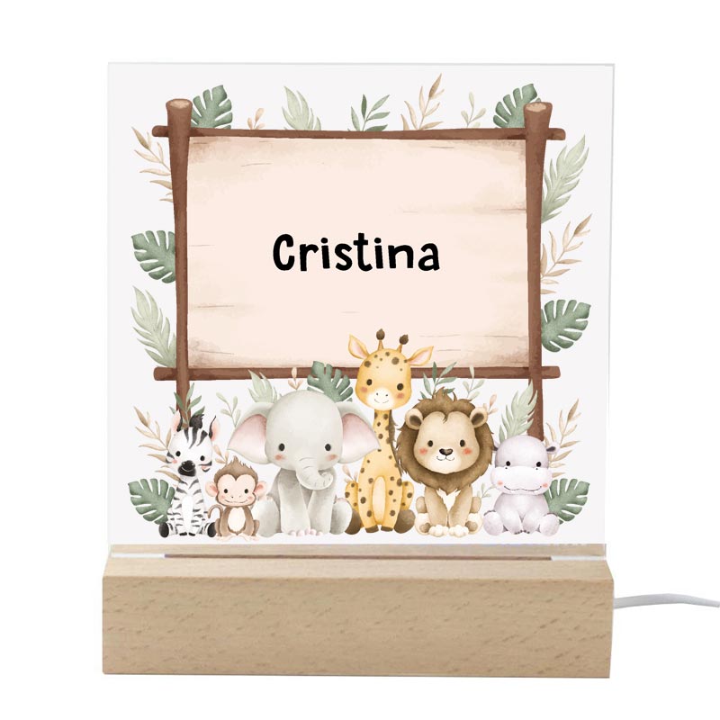 Regalos personalizados: Lámparas personalizadas: Lámpara infantil personalizada con animales 