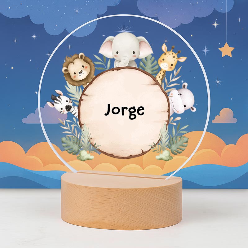 Regalos personalizados: Lámparas personalizadas: Lámpara infantil personalizada con animales 