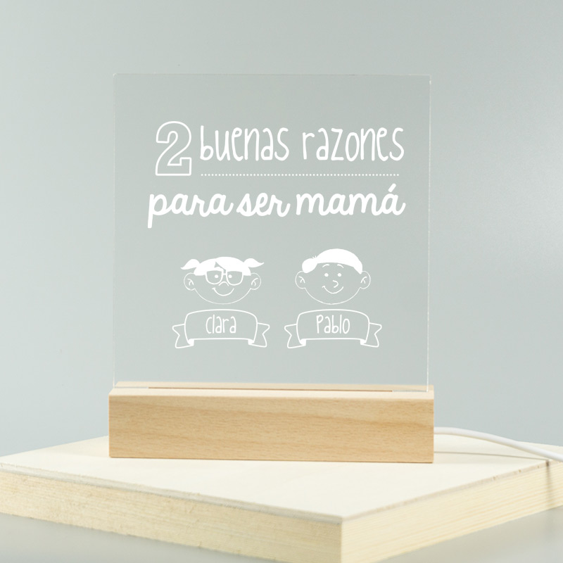 Regalos personalizados: Lámparas personalizadas: Lámpara led grabada 'Razones para ser mamá'