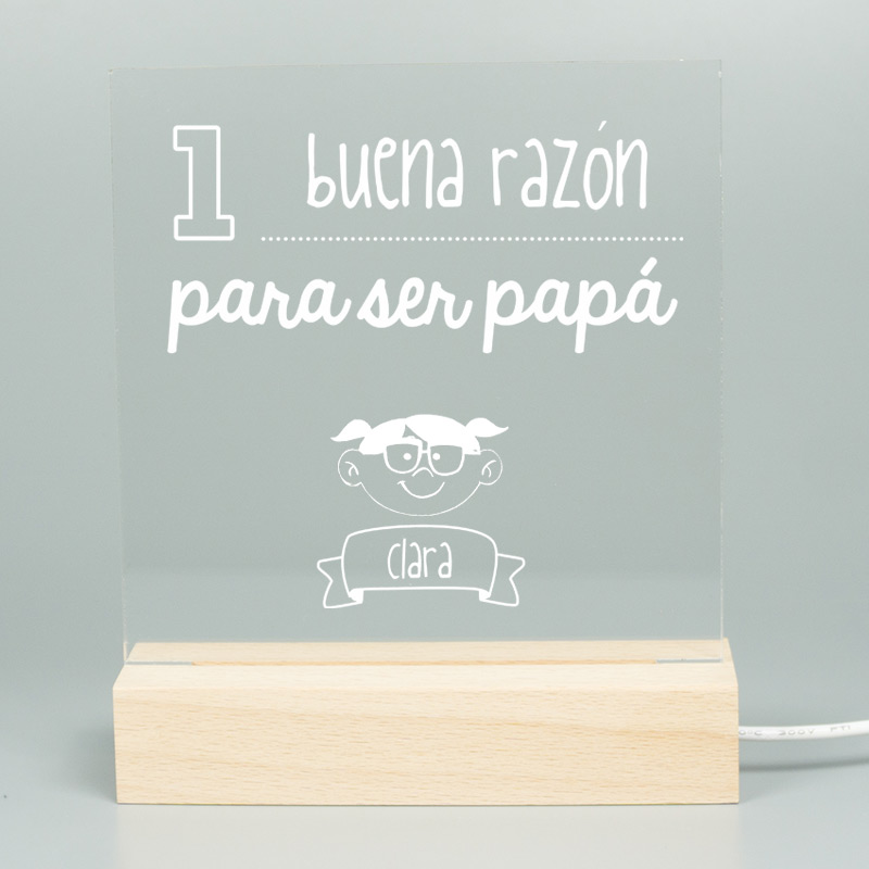 Regalos personalizados: Lámparas personalizadas: Lámpara led grabada 'Razones para ser papá'