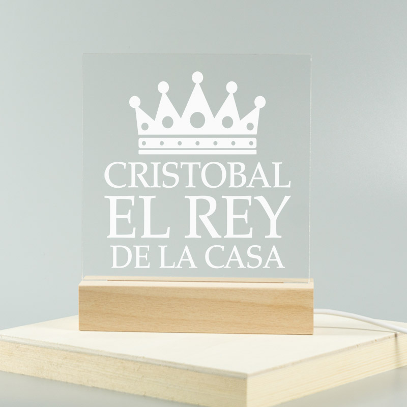 Regalos personalizados: Lámparas personalizadas: Lámpara led personalizada 'El rey de la casa'