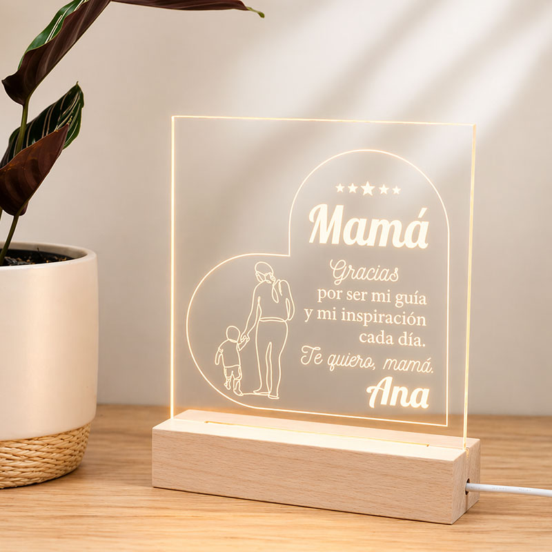 Regalos personalizados: Lámparas personalizadas: Lámpara LED Personalizada para Papá o Mamá Regalos personalizados: Lámparas personalizadas: Lámpara LED Personalizada para Papá o Mamá