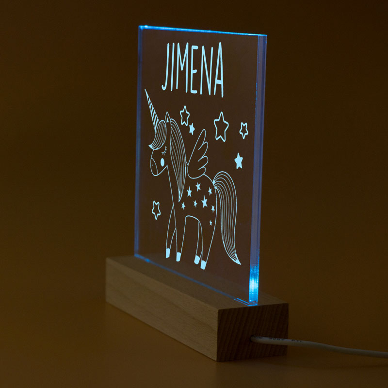 Regalos personalizados: Regalos con nombre: Lámpara LED personalizada 'Unicornio'