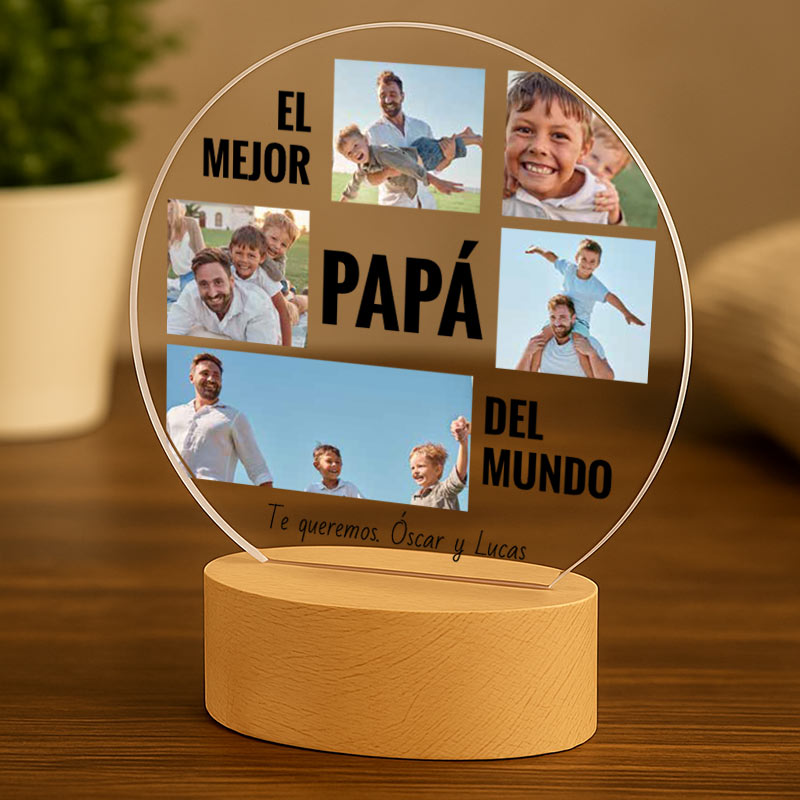Regalos personalizados: Lámparas personalizadas: Lámpara personalizada con fotos para PAPÁ