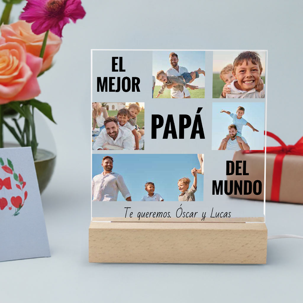 Regalos personalizados: Lámparas personalizadas: Lámpara personalizada con fotos para PAPÁ