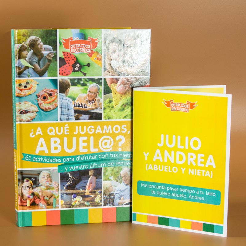 Regalos personalizados: Regalos con nombre: Libro ¿A qué jugamos, abuel@? con tarjeta personalizada