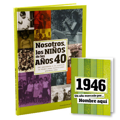 Regalos personalizados: Libros personalizados: Libro años 40 con tarjeta 1946 personalizada