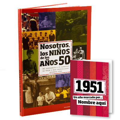 Regalos personalizados: Regalos con nombre: Libro años 50 con tarjeta 1951 personalizada