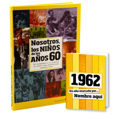Regalos personalizados: Regalos con nombre: Libro años 60 con tarjeta 1962 personalizada
