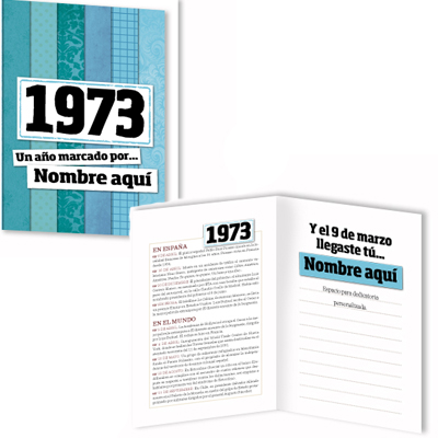 Regalos personalizados: Libros personalizados: Libro años 70 con tarjeta 1973 personalizada