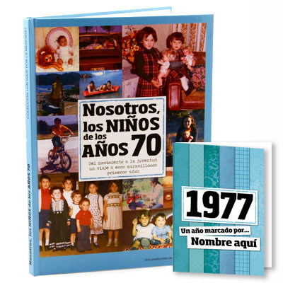 Regalos personalizados: Regalos con nombre: Libro años 70 con tarjeta 1977 personalizada