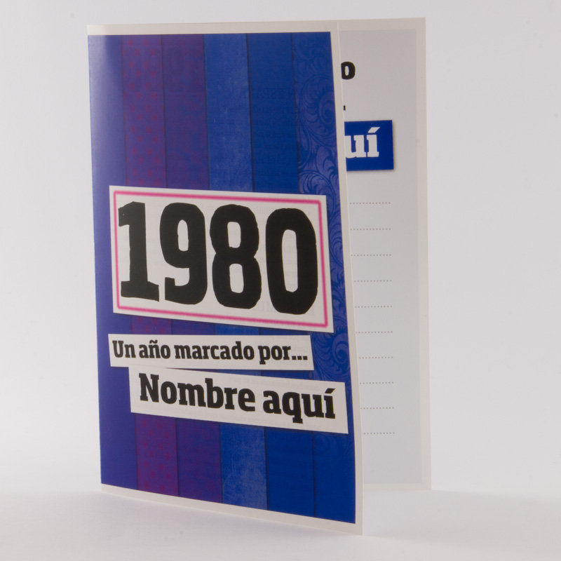Regalos personalizados: Libros personalizados: Libro años 80 con tarjeta 1980 personalizada