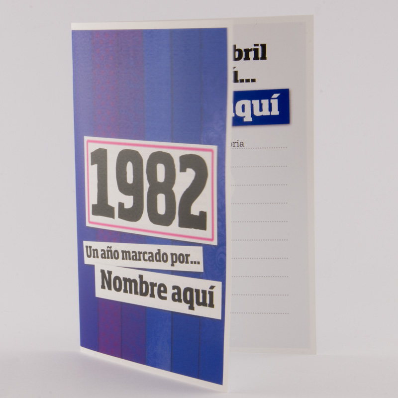 Regalos personalizados: Libros personalizados: Libro años 80 con tarjeta 1982 personalizada