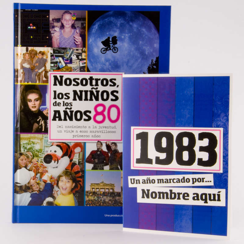 Regalos personalizados: Libros personalizados: Libro años 80 con tarjeta 1983 personalizada