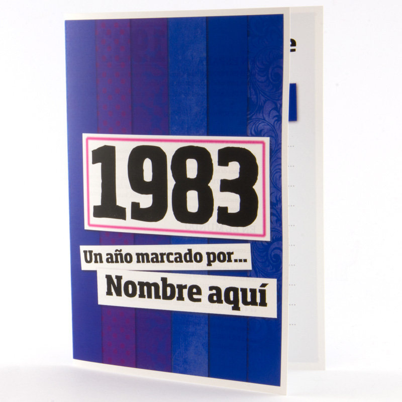 Regalos personalizados: Libros personalizados: Libro años 80 con tarjeta 1983 personalizada