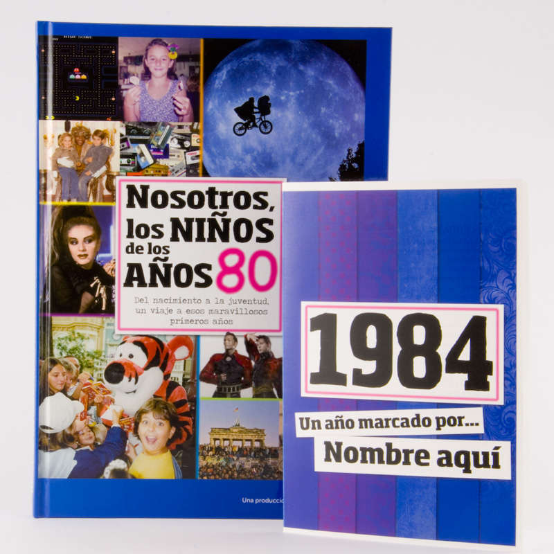 Regalos personalizados: Libros personalizados: Libro años 80 con tarjeta 1984 personalizada