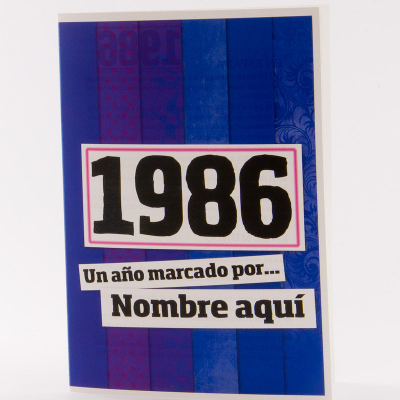 Regalos personalizados: Libros personalizados: Libro años 80 con tarjeta 1986 personalizada