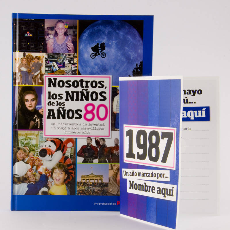 Regalos personalizados: Libros personalizados: Libro años 80 con tarjeta 1987 personalizada