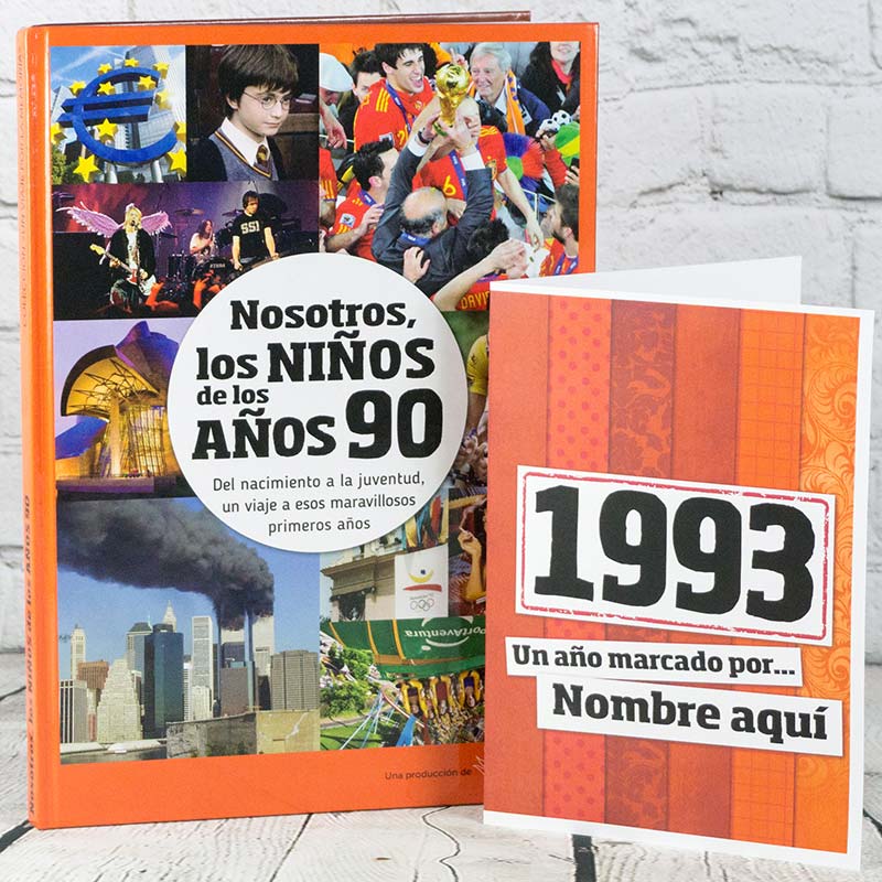 Regalos personalizados: Libros personalizados: Libro años 90 con tarjeta 1993 personalizada