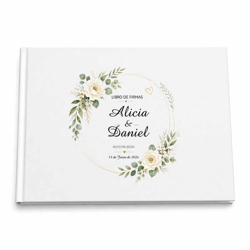 Regalos personalizados: Top ventas: Libro de firmas de boda personalizado elegante con nombres y fecha