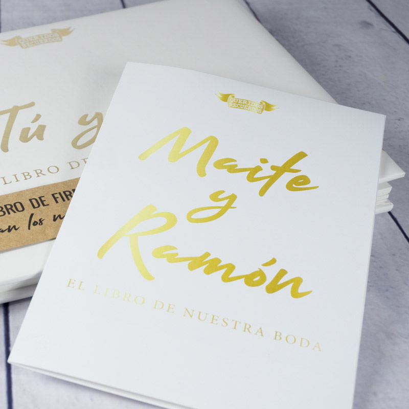 Regalos personalizados: Libros personalizados: Libro de firmas: Tú y yo con tarjeta personalizada