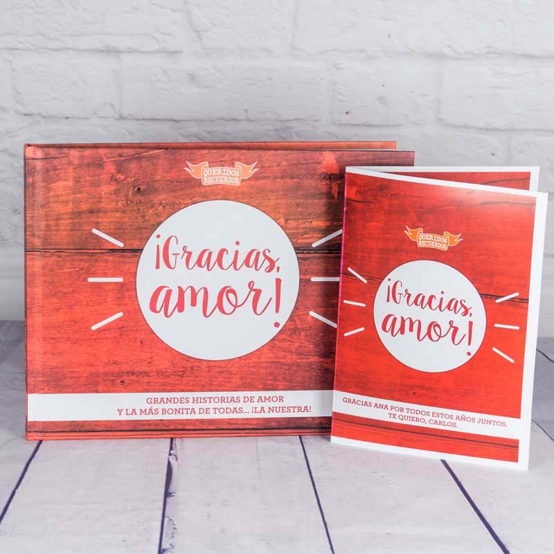 Libro 'Gracias amor' con tarjeta personalizada