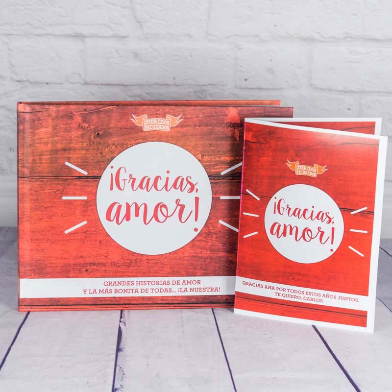 Regalos personalizados: Regalos con nombre: Libro 'Gracias amor' con tarjeta personalizada