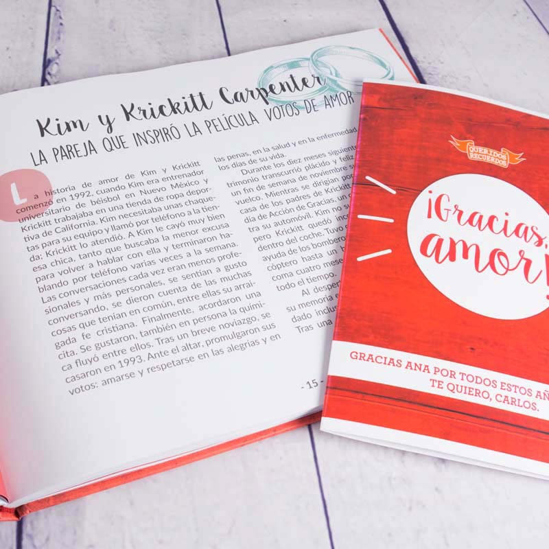 Regalos personalizados: Libros personalizados: Libro 'Gracias amor' con tarjeta personalizada