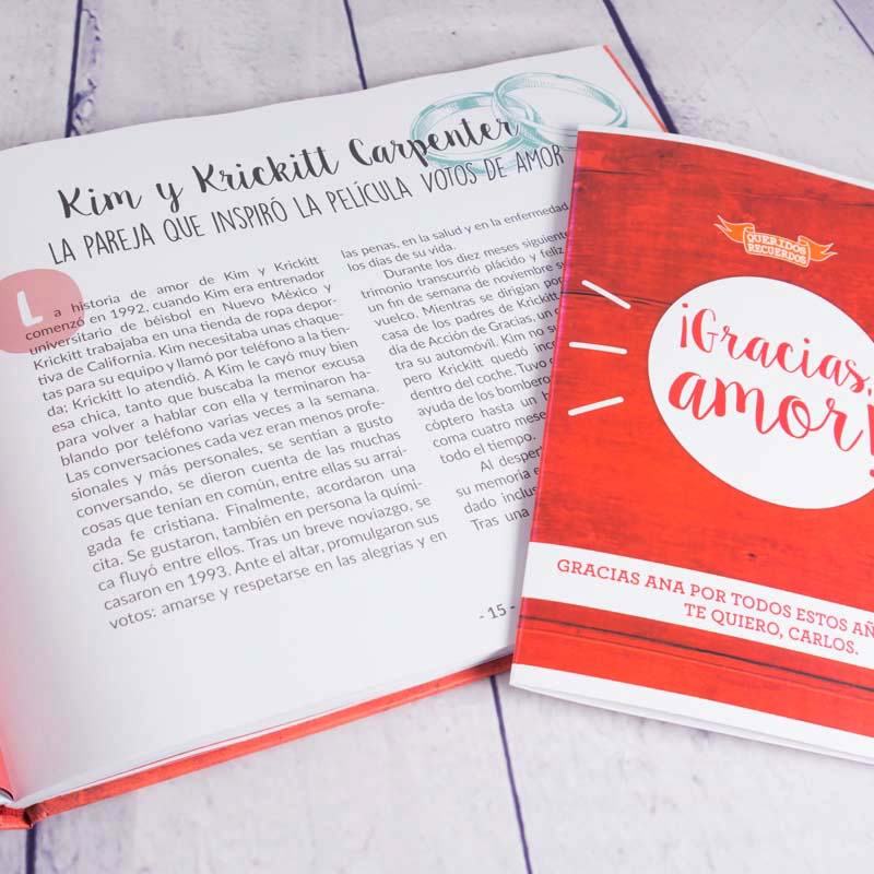 Regalos personalizados: Regalos con nombre: Libro 'Gracias amor' con tarjeta personalizada