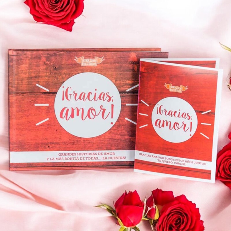 Regalos personalizados: Regalos con nombre: Libro 'Gracias amor' con tarjeta personalizada