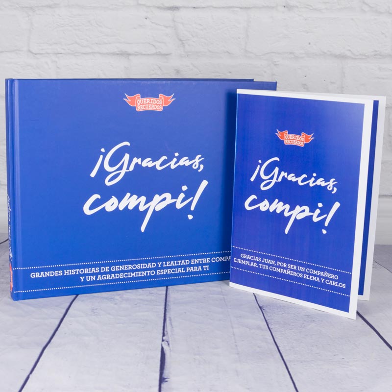 Regalos personalizados: Regalos con nombre: Libro ¡Gracias compi! con tarjeta personalizada