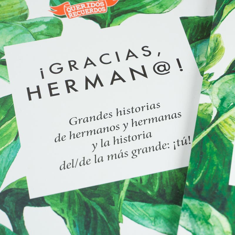 Regalos personalizados: Regalos con nombre: Libro ¡Gracias, herman@! con tarjeta personalizada