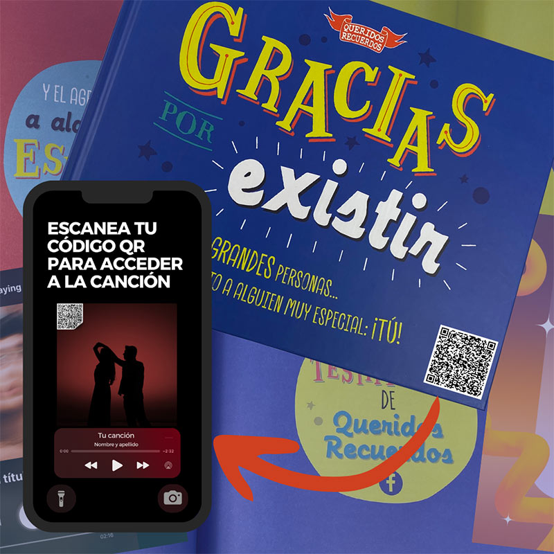 Regalos personalizados: Libros personalizados: Libro Gracias por existir + canci&oacute;n personalizada