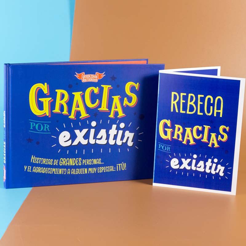 Regalos personalizados: Regalos con nombre: Libro Gracias por existir con tarjeta personalizada