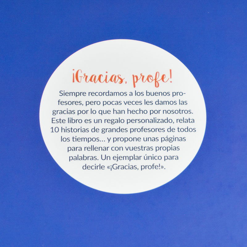 Regalos personalizados: Regalos con nombre: Libro ¡Gracias, profe! con tarjeta personalizada