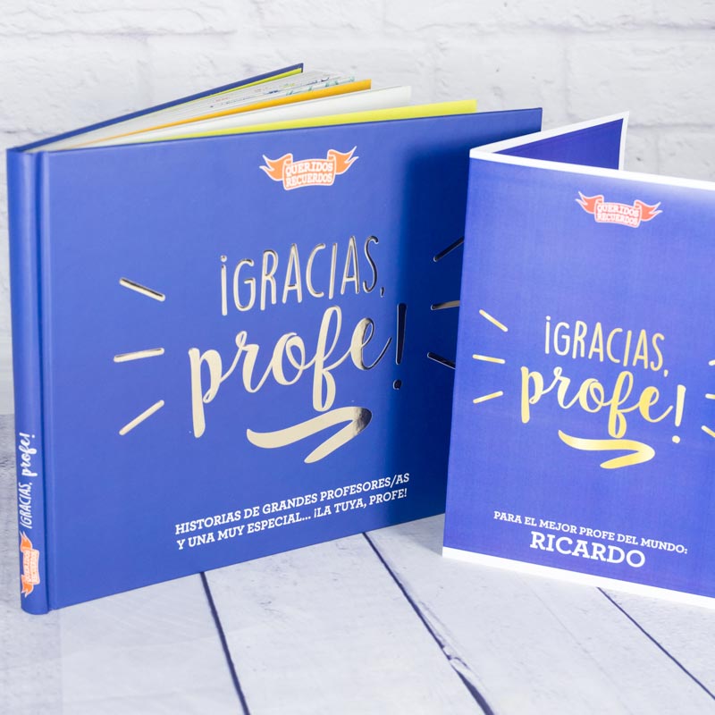 Regalos personalizados: Regalos con nombre: Libro ¡Gracias, profe! con tarjeta personalizada