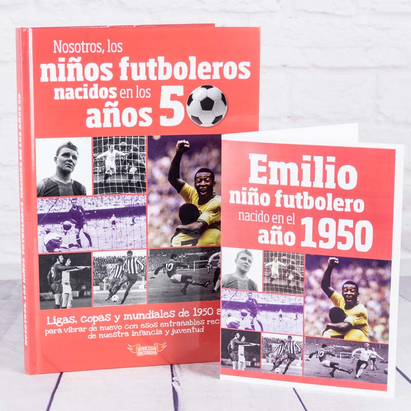 Regalos personalizados: Regalos con nombre: Libro 'Nosotros, los niños futboleros' con tarjeta 1950