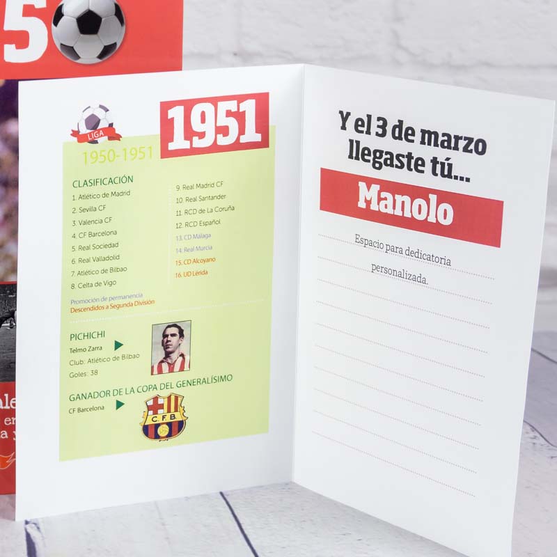 Regalos personalizados: Regalos con nombre: Libro para futboleros nacidos en 1951