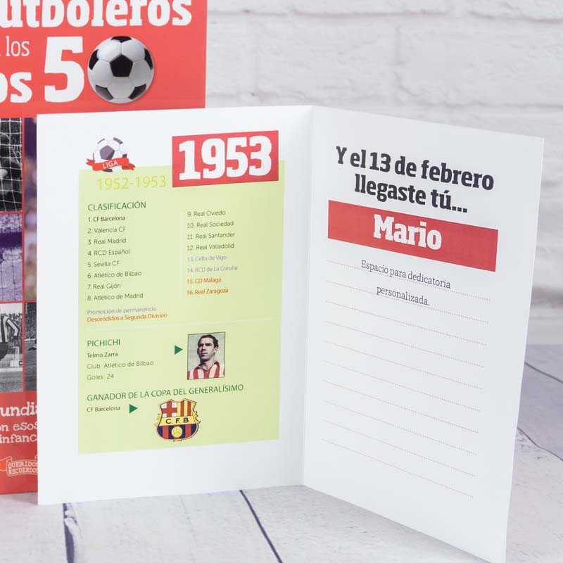 Regalos personalizados: Regalos con nombre: Libro 'Nosotros, los niños futboleros' con tarjeta 1953