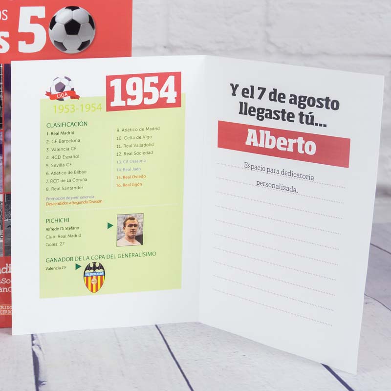 Regalos personalizados: Regalos con nombre: Libro para futboleros nacidos en 1954