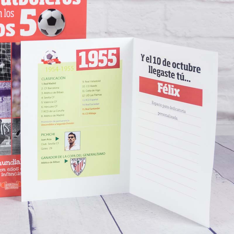 Regalos personalizados: Regalos con nombre: Libro 'Nosotros, los niños futboleros' con tarjeta 1955