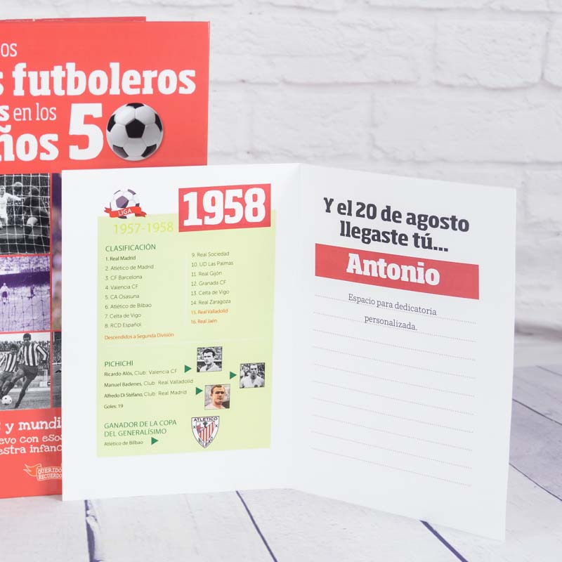 Regalos personalizados: Regalos con nombre: Libro para futboleros nacidos en 1958