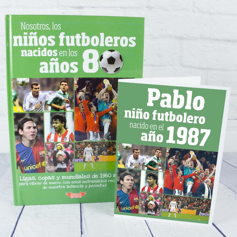 Regalos personalizados: Regalos con nombre: Libro 'Nosotros, los niños futboleros' con tarjeta 1987