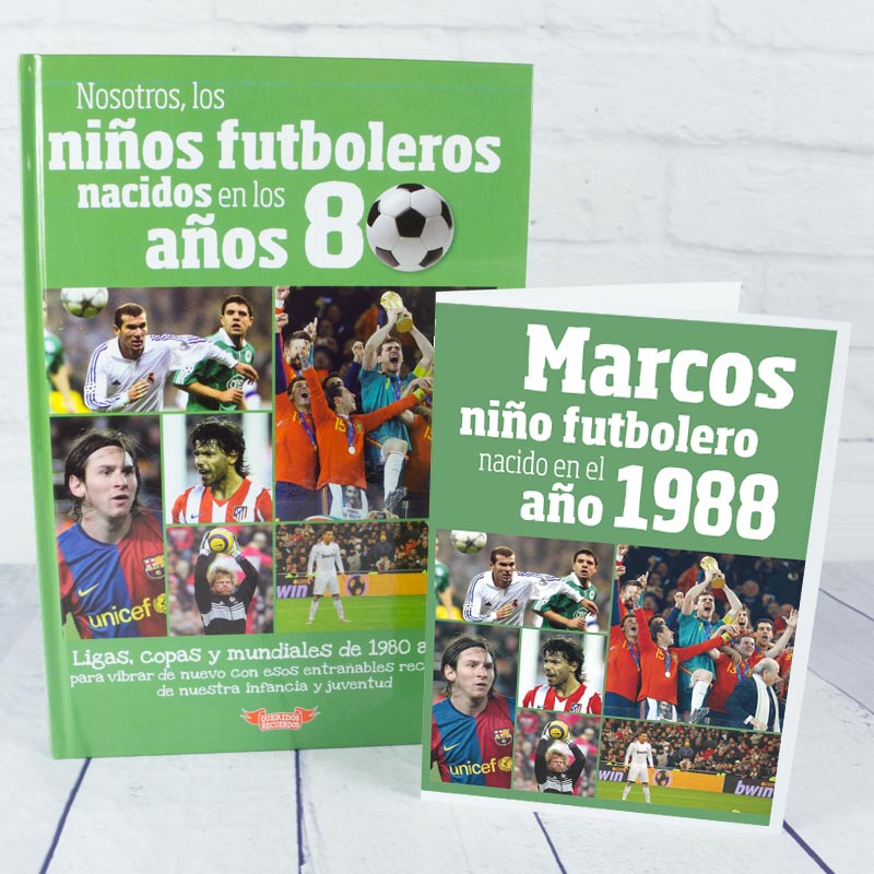 Regalos personalizados: Regalos con nombre: Libro 'Nosotros, los niños futboleros' con tarjeta 1988