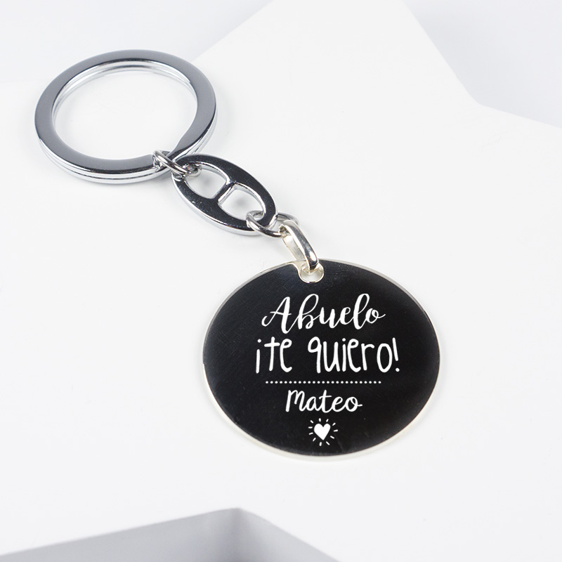 Regalos personalizados: Llaveros personalizados: Llavero de plata Te quiero abuelo grabado