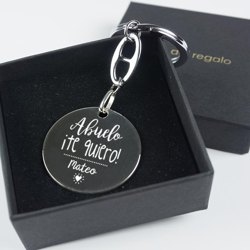 Regalos personalizados: Llaveros personalizados: Llavero de plata Te quiero abuelo grabado