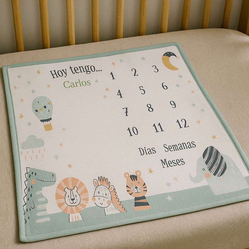 Regalos personalizados: Regalos con nombre: Manta cumple mes personalizada