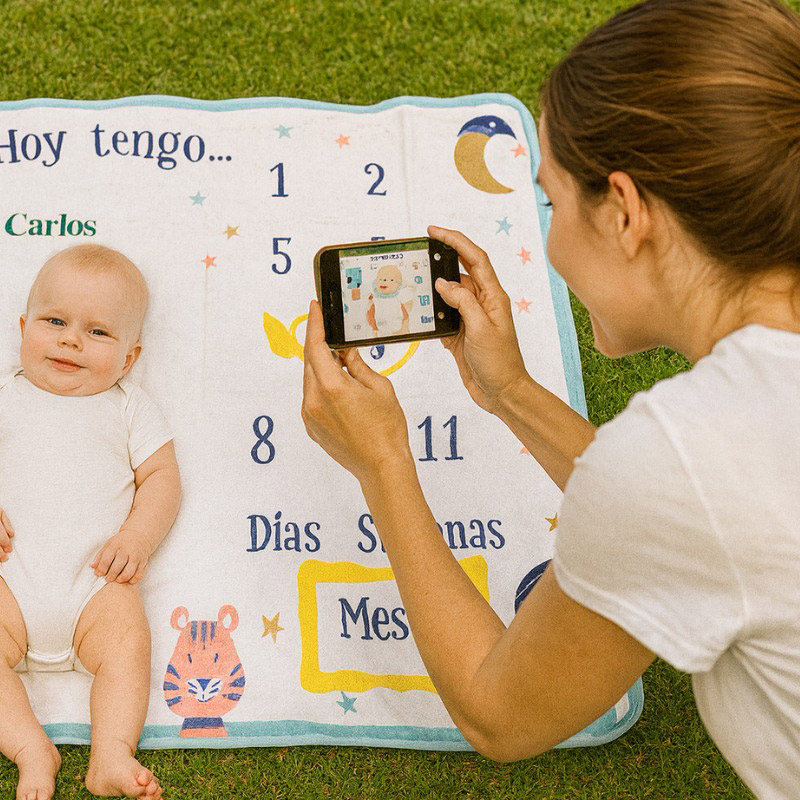 Regalos personalizados: Regalos con nombre: Manta cumple mes personalizada