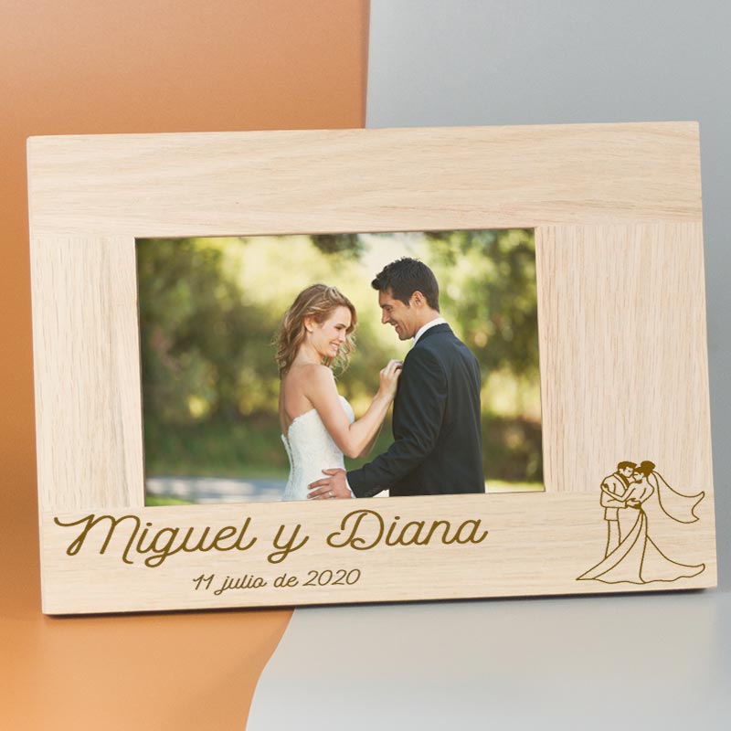 Marco de fotos de madera personalizado, placa de fotos personalizada, marco  de madera grabado, marco de madera grabado, boda, cumpleaños, día de la